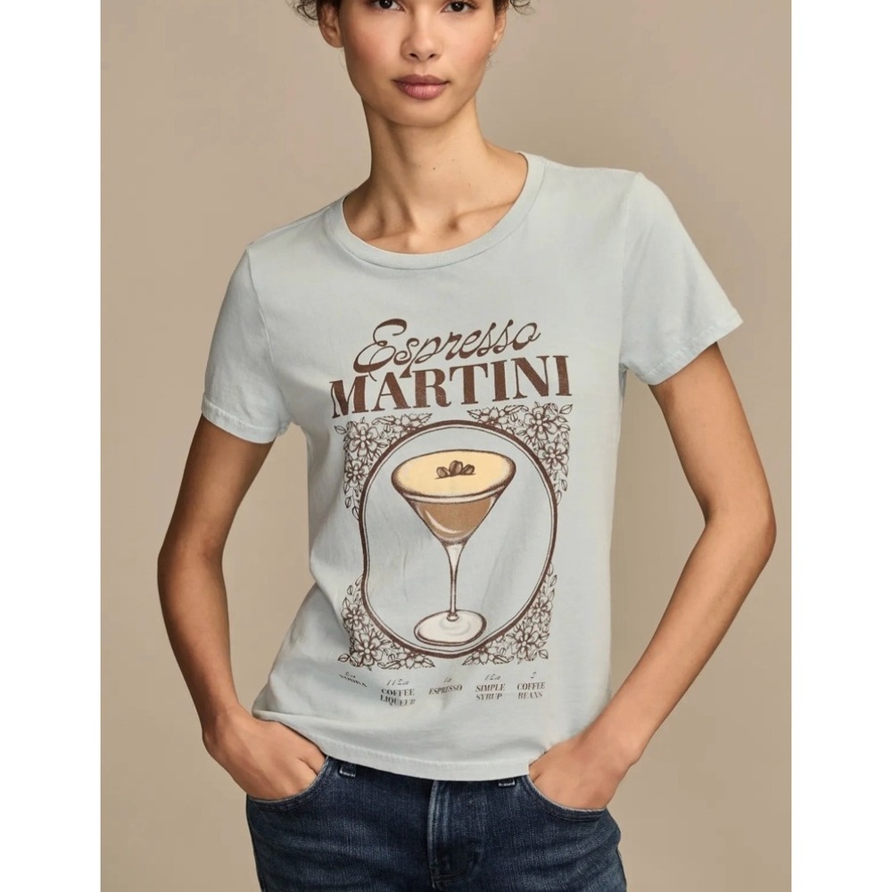 Lucky Brand Espresso Martini Graphic Tee Light Blue XXL Short Sleeve T-Shirt